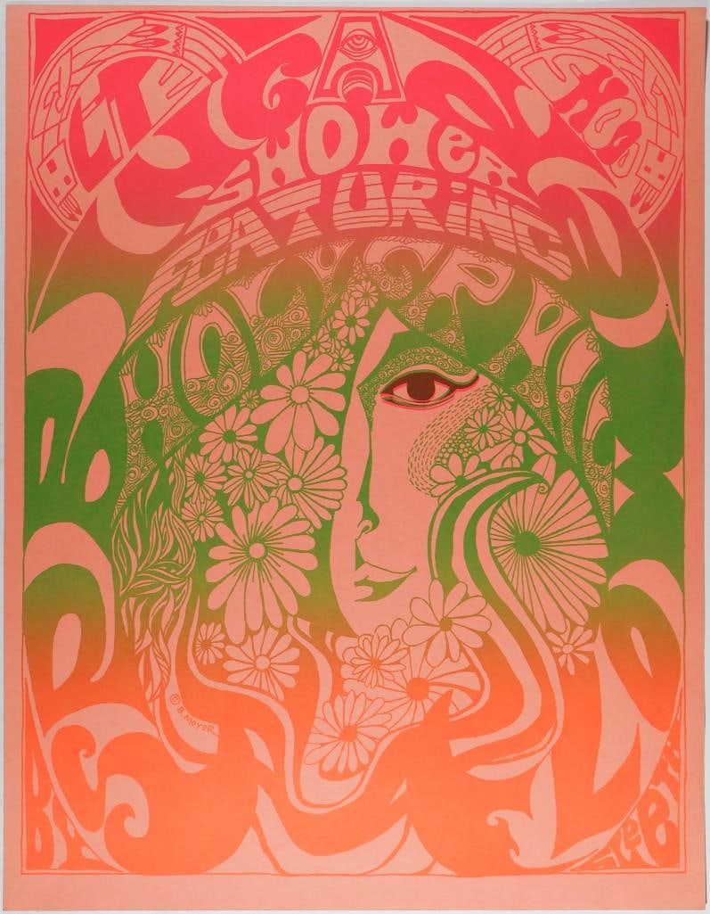 Spring Flower A Shower Featuring Holy Grail Excellent 79: This screenprint promoted a show called "Spring Flower A Shower Featuring Holy Grail". Condition Details: Screenprint --CRITICAL DETAILS-- --TITLE Spring Flower A Shower Featuring Holy Grail
