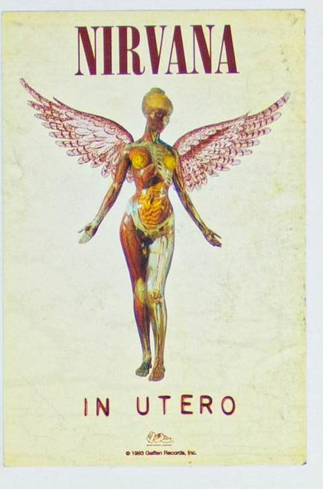 1993 Nirvana In Utero Sticker NG: This unused sticker, with original backing still intact, was printed in 1993 for the release of Nirvana In Utero. --CRITICAL DETAILS-- --TITLE Nirvana In Utero Sticker --GRADE NG --SIZE 4.50 x