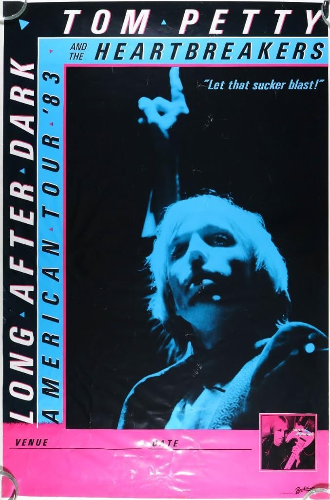 1983 Tom Petty and the Heartbreakers Tour Blank Extra Fine 69: This tour blank was produced for Tom Petty and the Heartbreakers' "Long After Dark" American tour in 1983. Condition Details: Handling, creases --CRITICAL DETAILS-- --TITLE Tom Petty