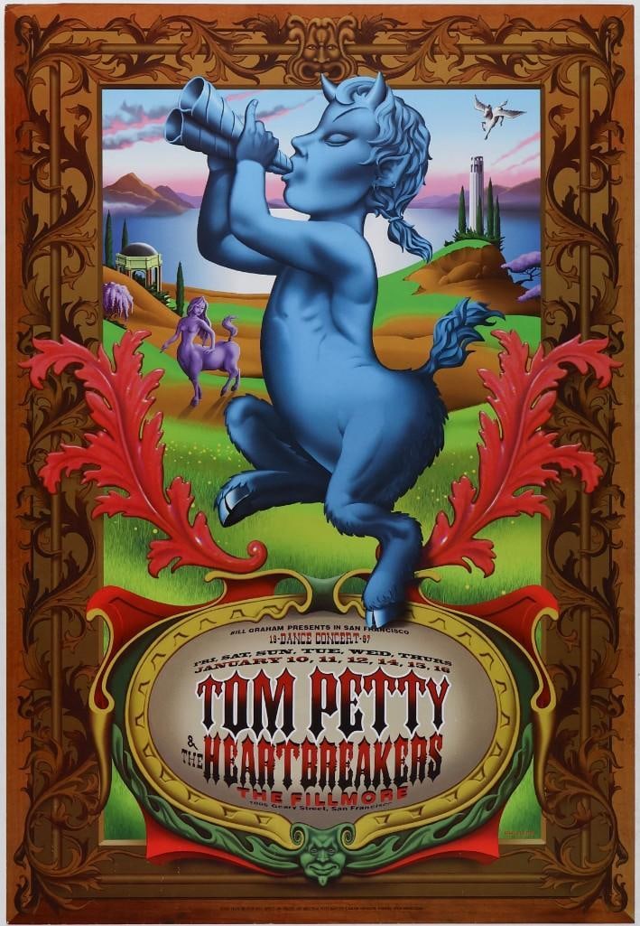 1997 NF-251 Tom Petty and the Heartbreakers The Fillmore Poster Excellent 75: Tom Petty & The Heartbreakers are featured on this Fillmore Original Poster from early 1997. Artist Jim Phillips created a series of posters to promote this long run of Petty shows at the venue.
