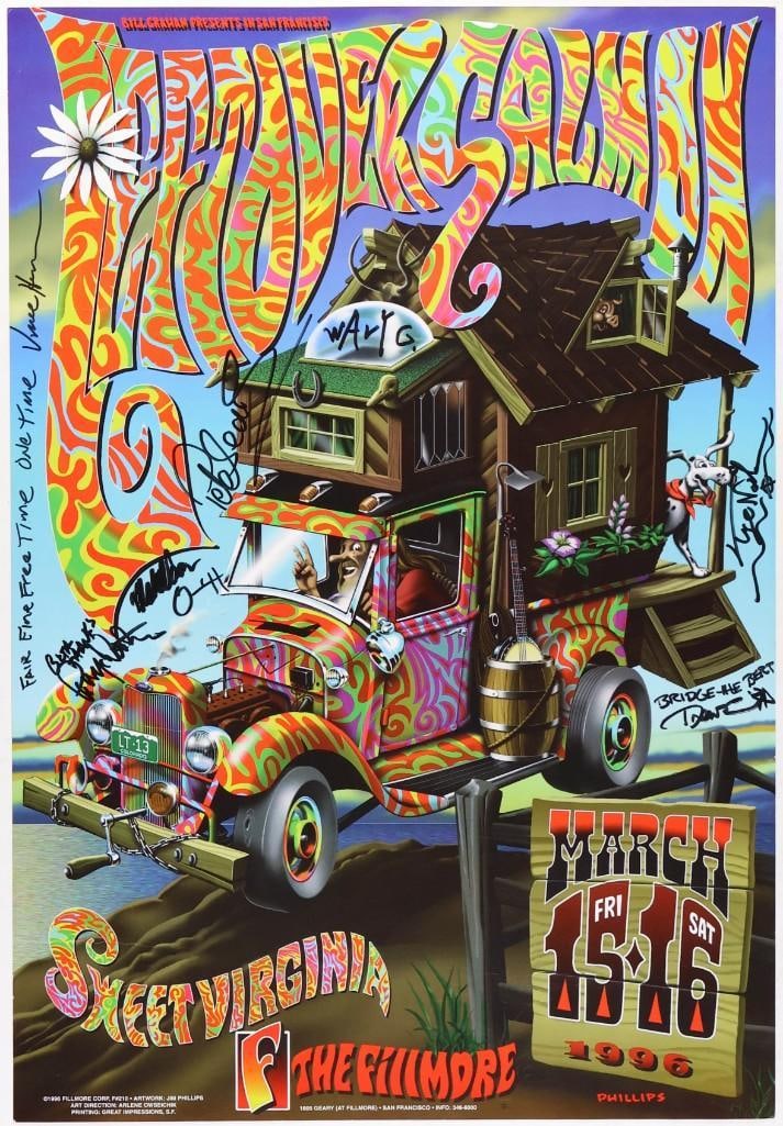 1996 NF-210 Leftover Salmon The Fillmore Band Signed Poster Excellent 77 (1 of 2)