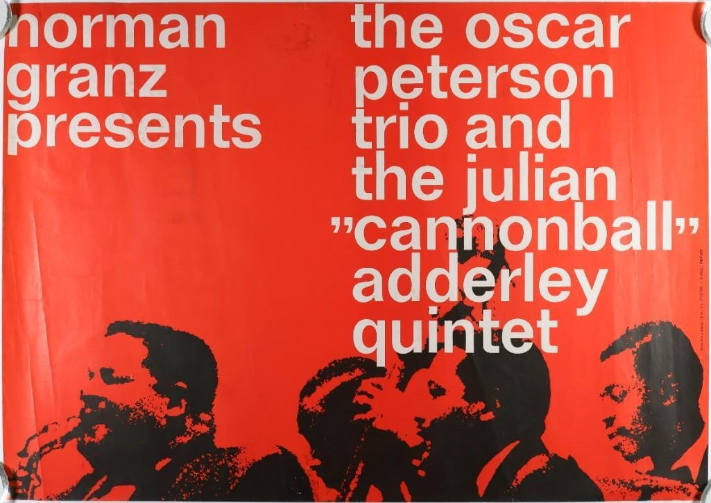 1960's The Oscar Peterson Trio & The Julian Cannonball Adderley Quintet Poster Extra Fine 67
