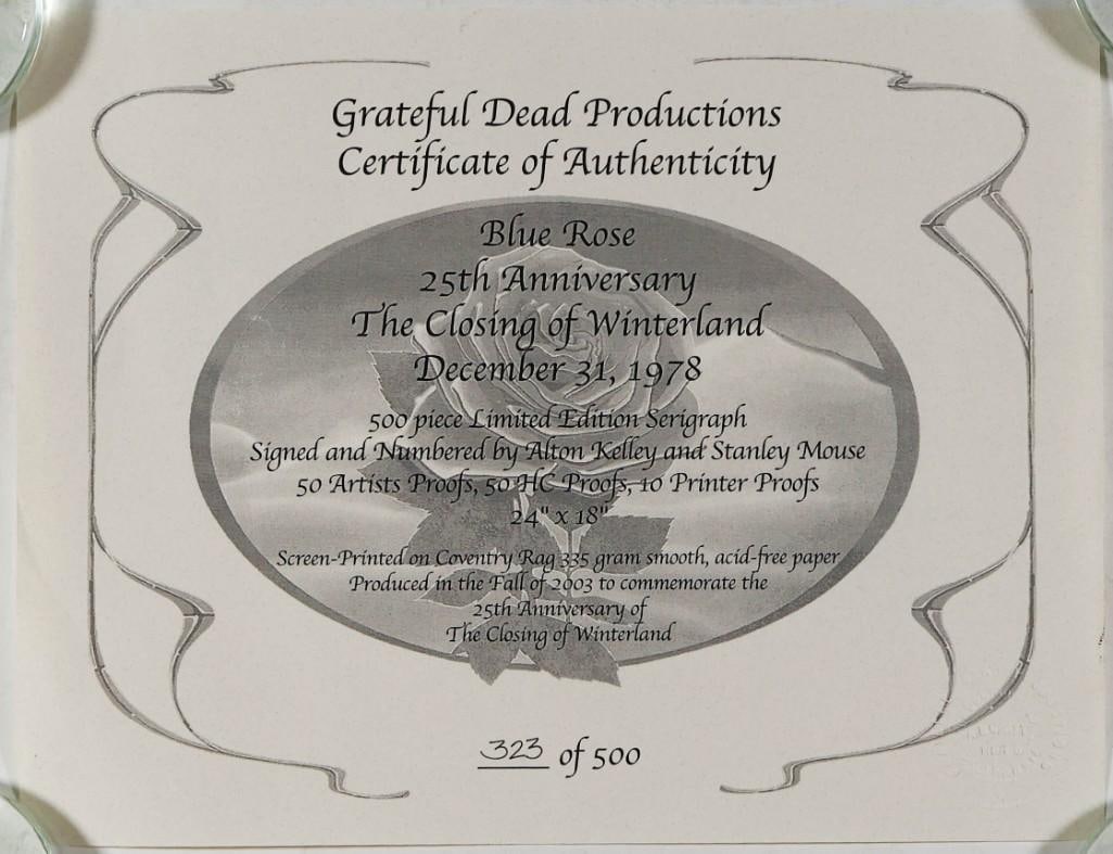 2003 AOR-4.38 Grateful Dead Winterland NYE Blue Rose LE Signed Kelley & Mouse Poster Excellent 79 - 3