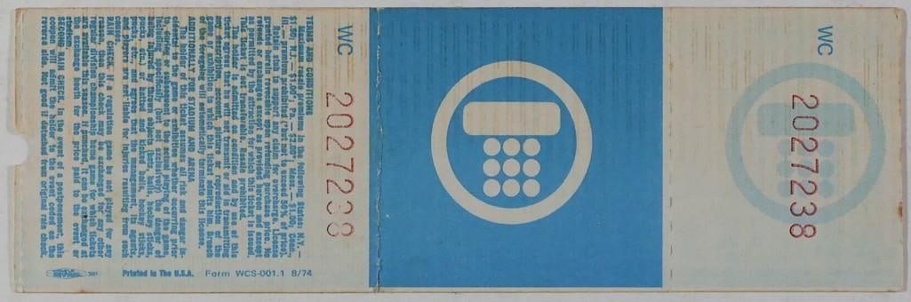 1974 Grateful Dead Winterland Arena Original Ticket Extra Fine 65 - 2