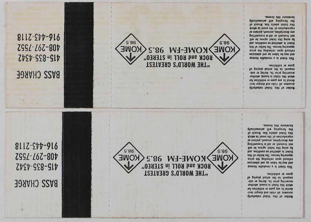 Lot of 2 Grateful Dead 1982 Reno Coliseum Original Unused Tickets Excellent 79 - 2