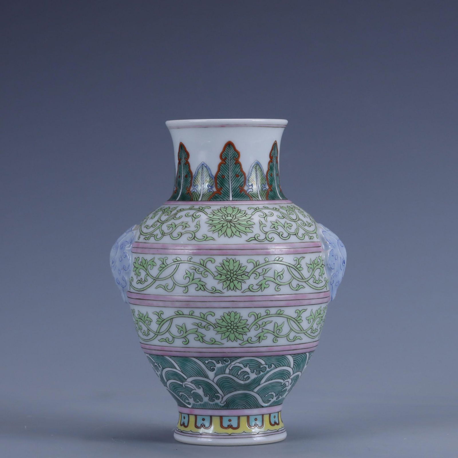 Famille Rose Flower Double-Eared Vase (1 of 10)