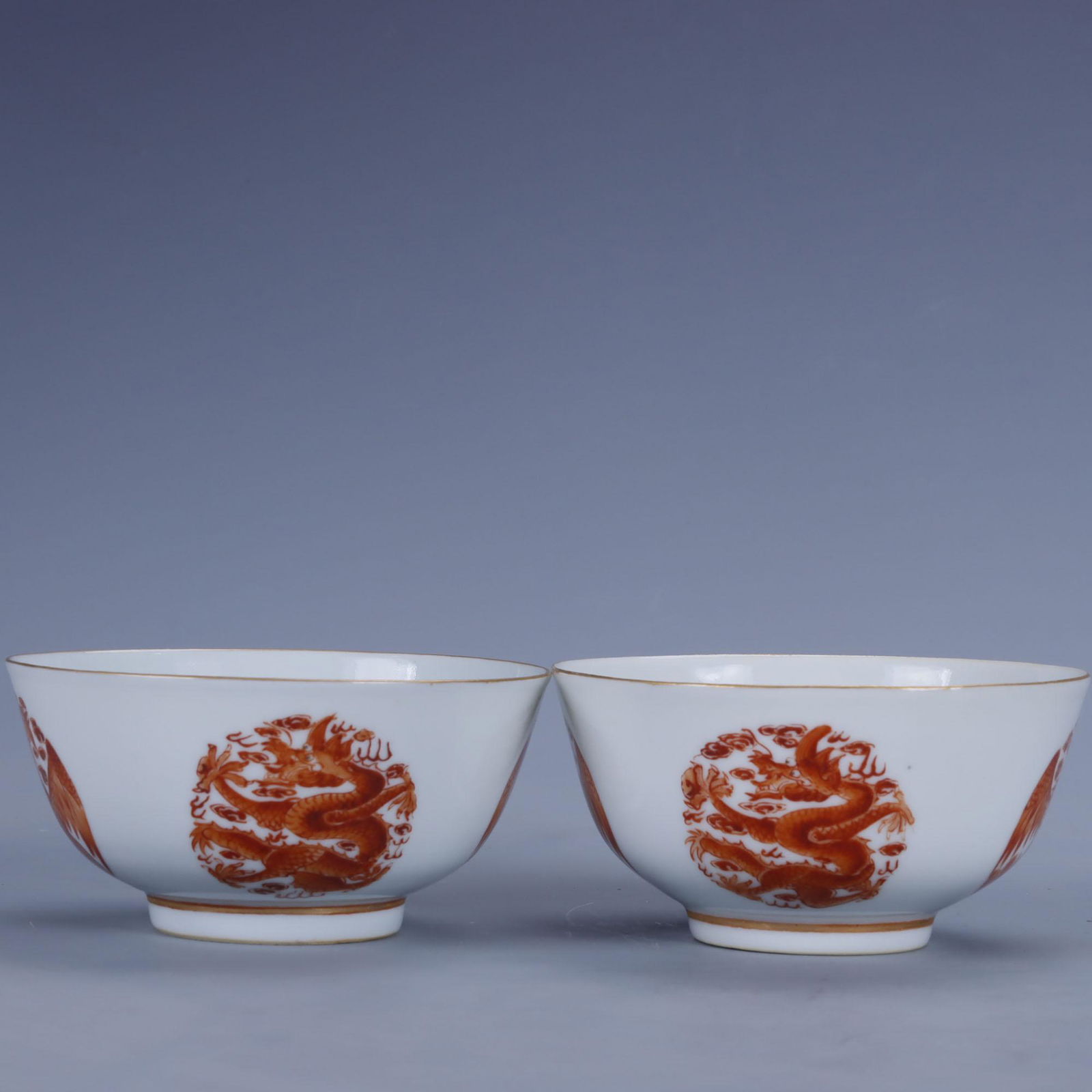 Pair of Iron-Red Glaze Dragon Bowls (1 of 8)