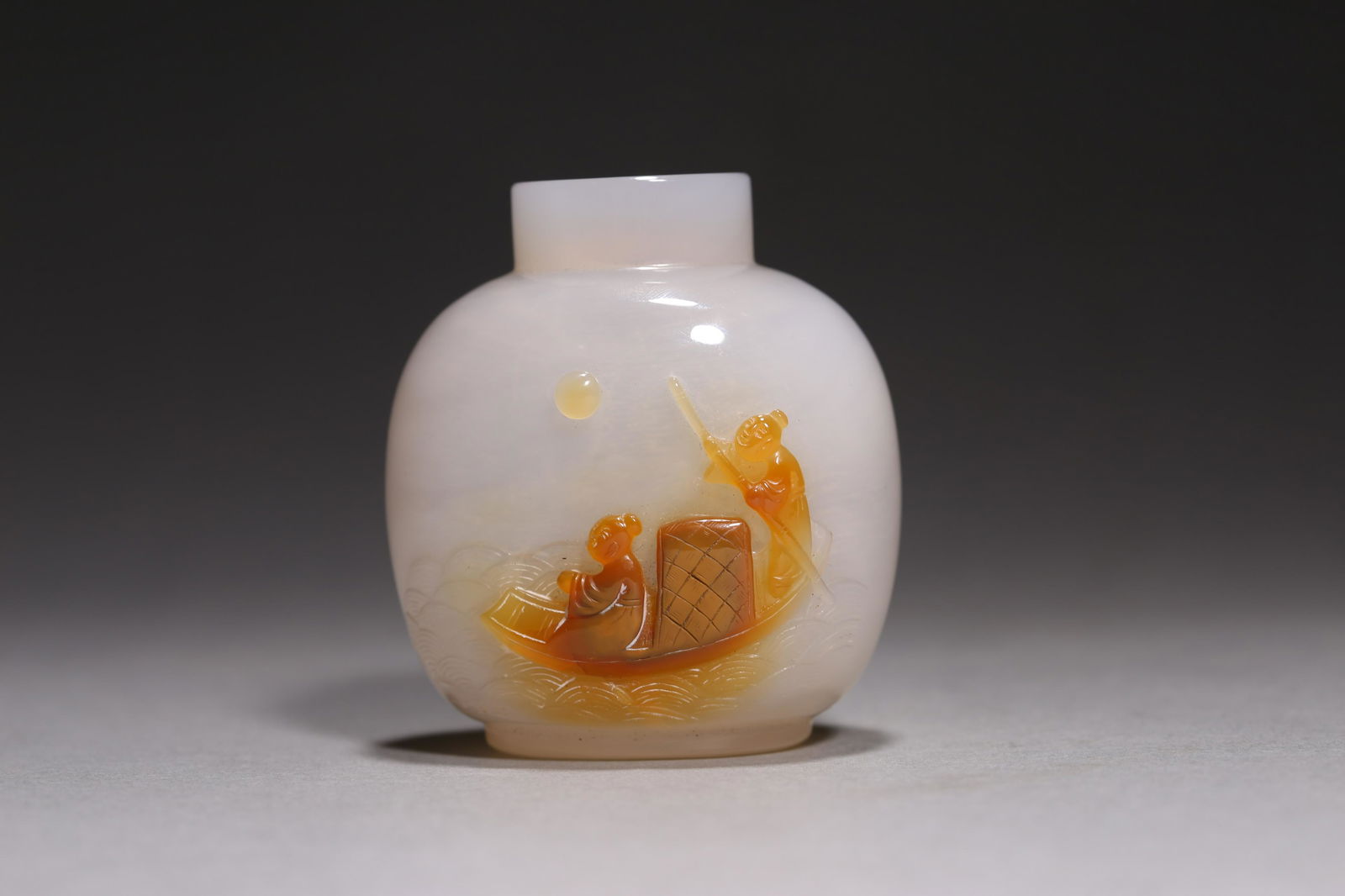 Carved Agate Sailing In Spring Snuff Bottle (1 of 4)