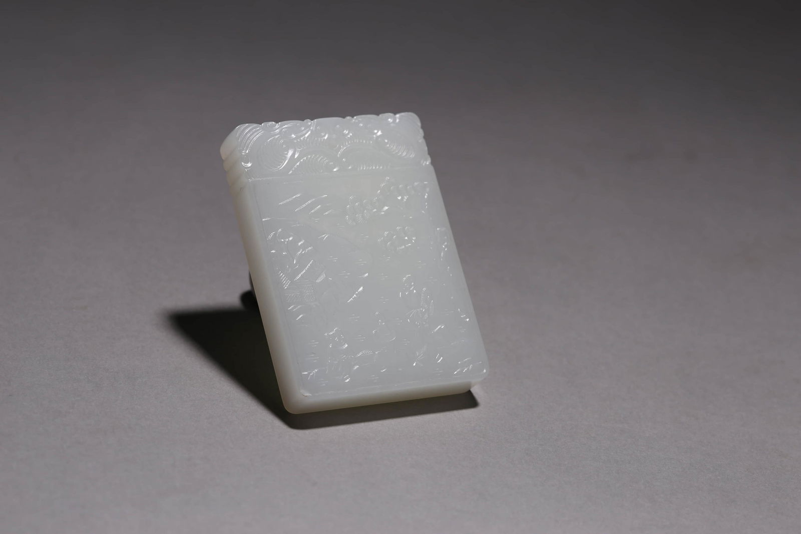 Inscribed White Jade Landscape&Figure Plaque (1 of 5)