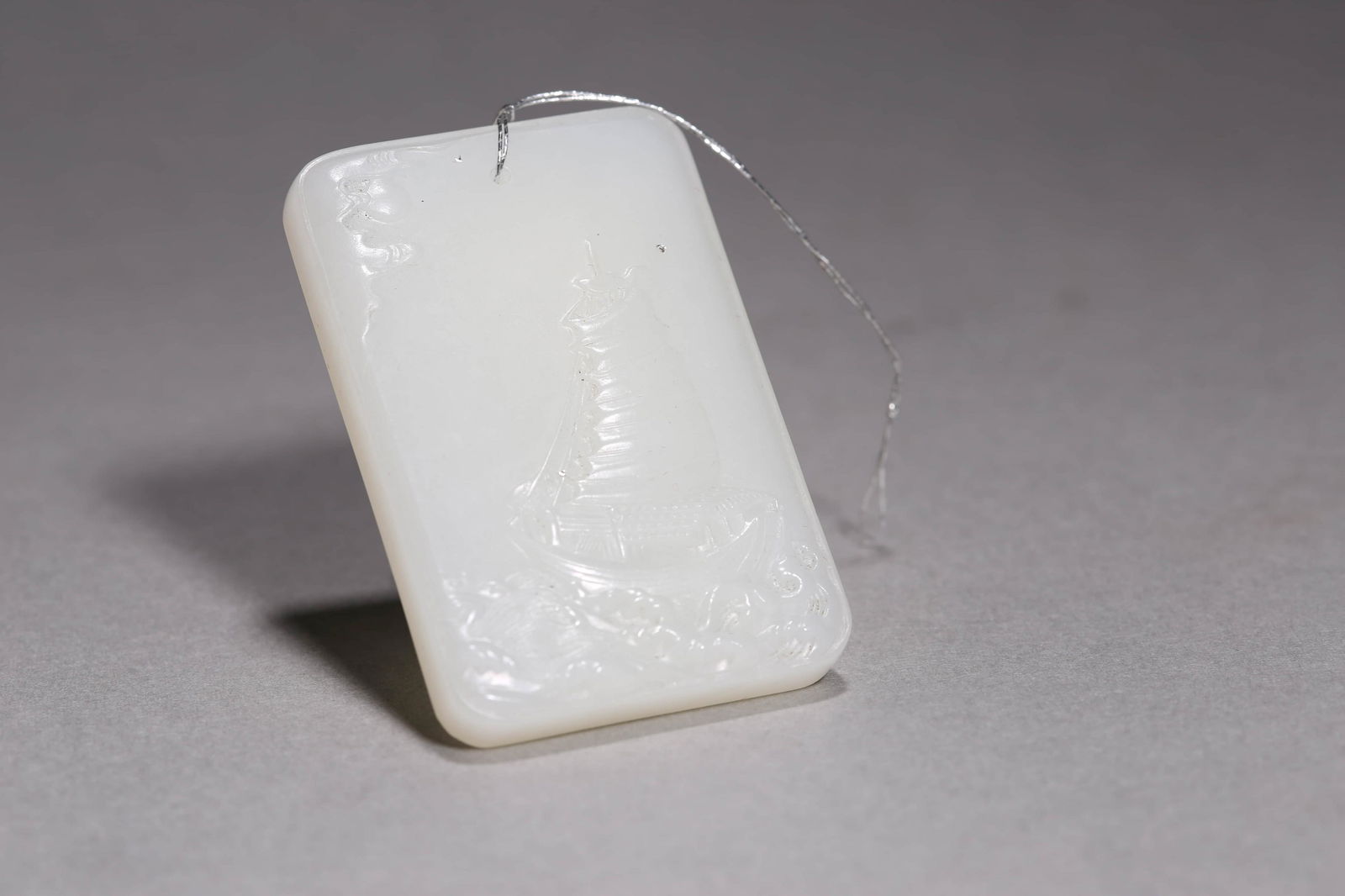 White Jade Boat Plaque Pendant (1 of 4)