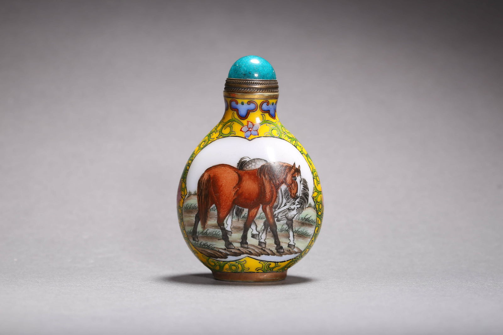 Bronze Enamel Horse Snuff Bottle (1 of 6)