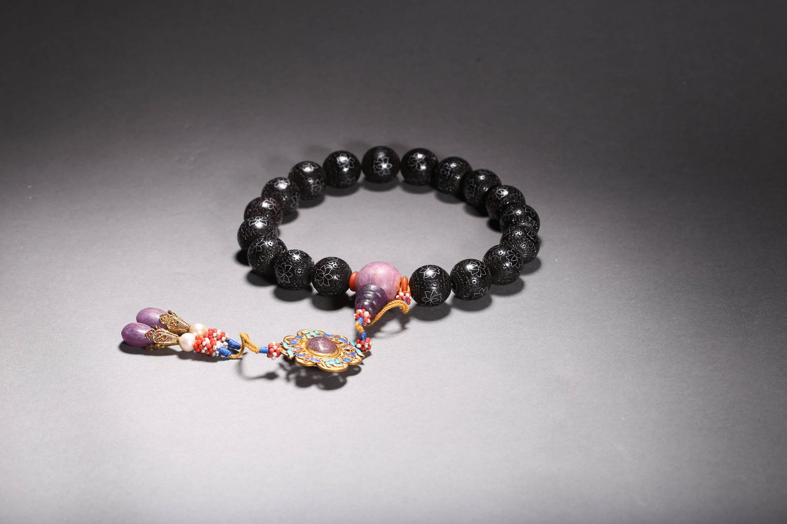 18 Pieces Silver Inlaid Wood Bead Hand String (1 of 5)