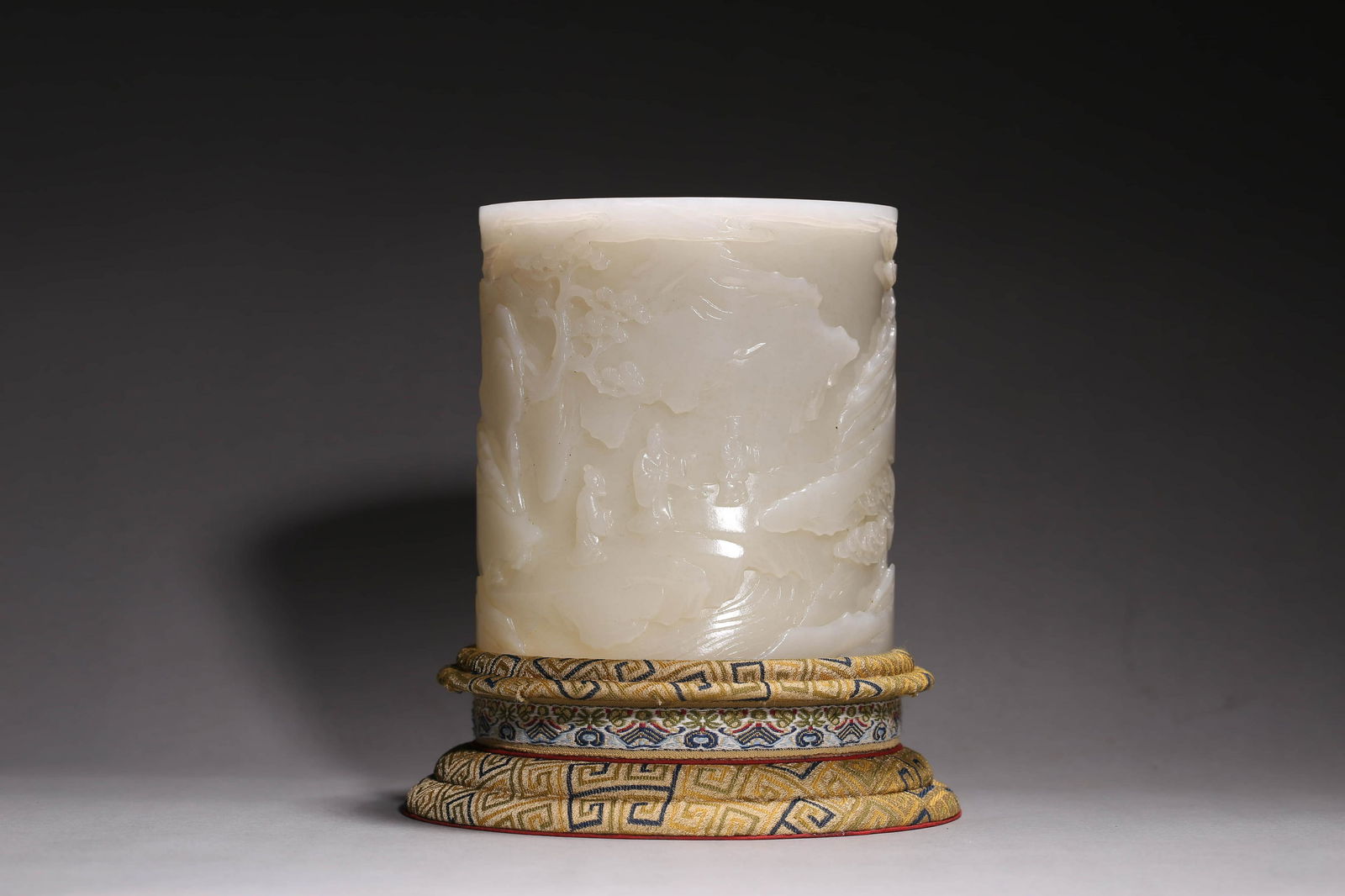 White Jade Landscape Figure Brush Pot (1 of 7)