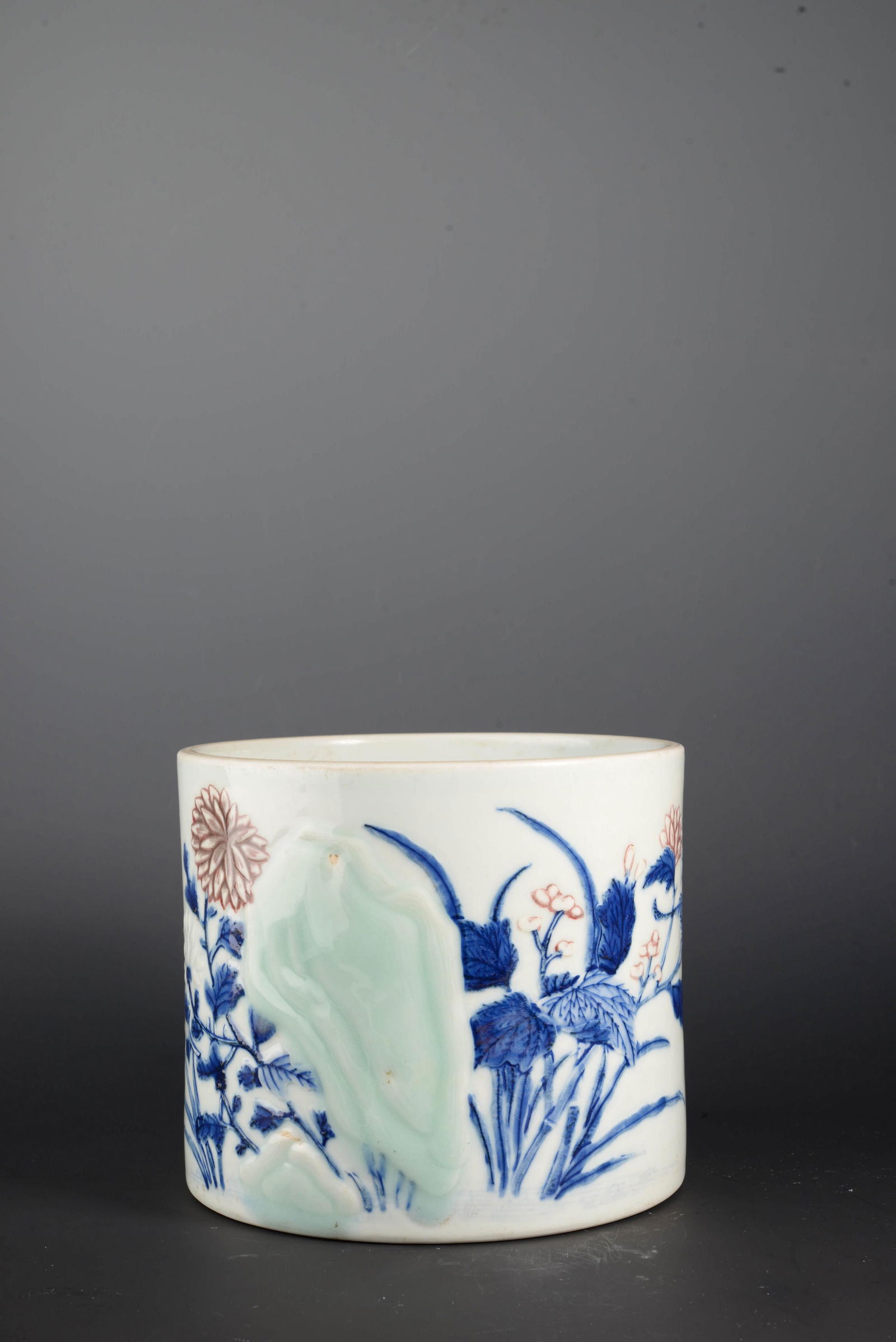 Blue and White Sancai-Glazed Butterfly Brush Pot (1 of 8)