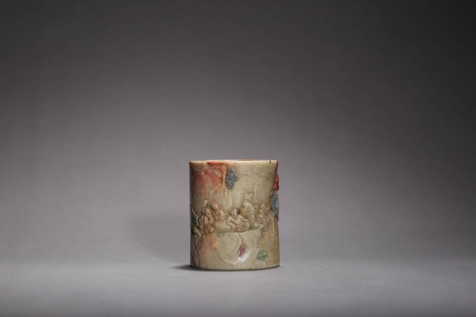 Carved Shoushan Stone Figure Story Brush Pot (1 of 5)