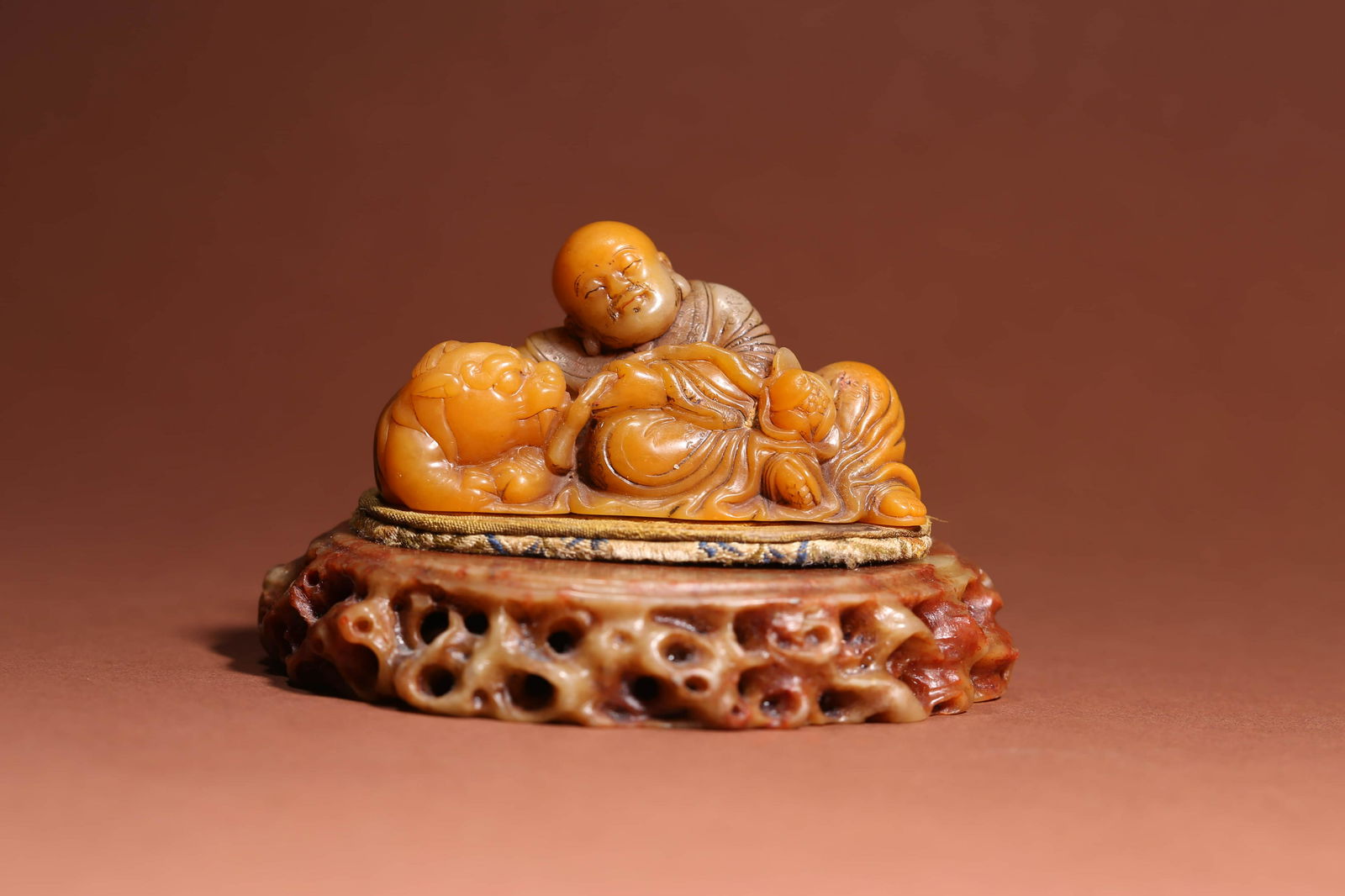Carved Shoushan Stone Arhat Ornament (1 of 6)