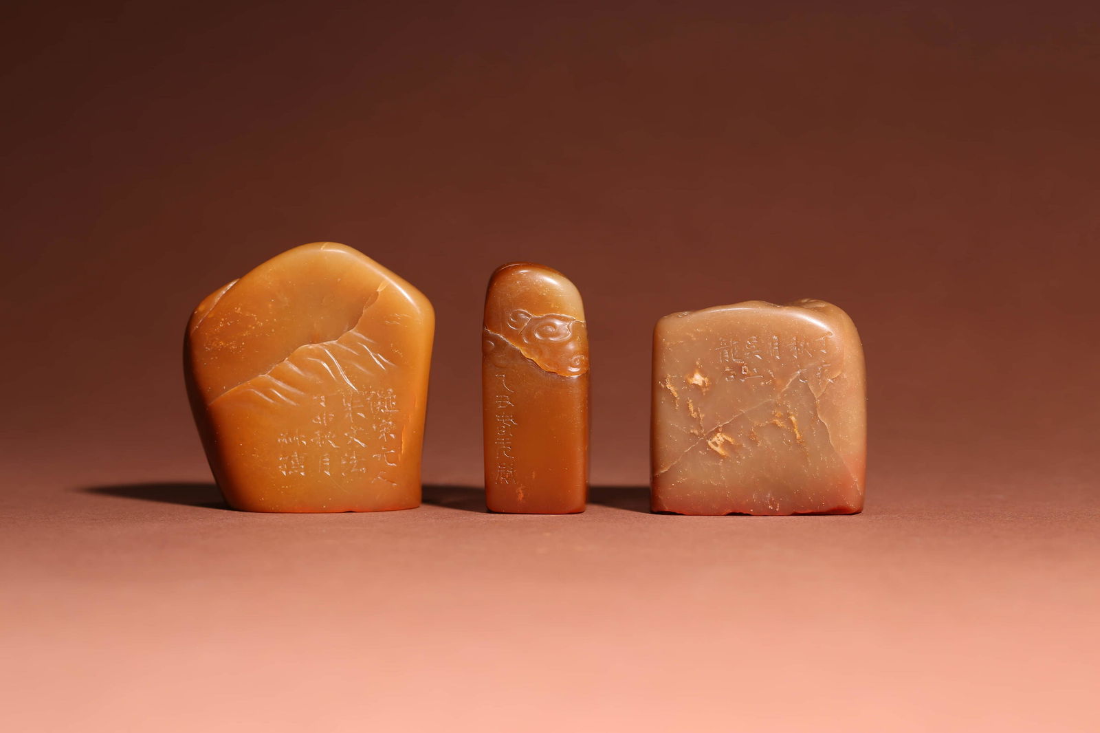 Set of Three Irregular Tianhuang Stone Seals (1 of 9)