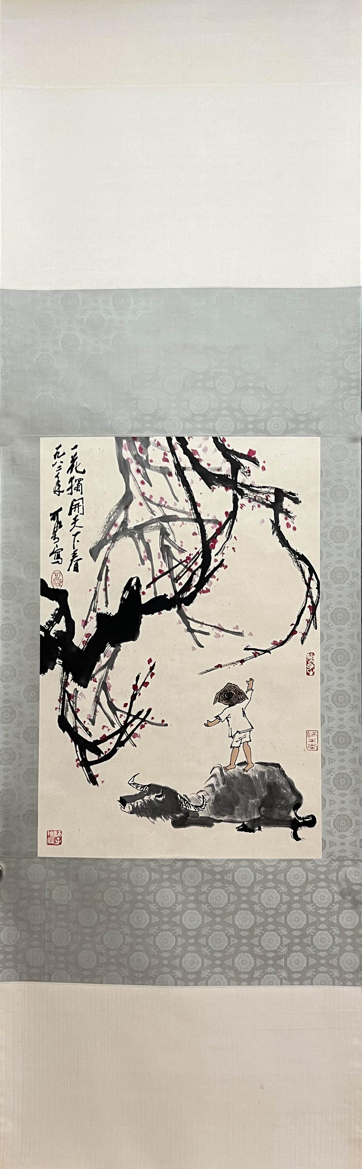 Chinese Figure Paper Painting Scroll, Li Keran Mark (1 of 9)