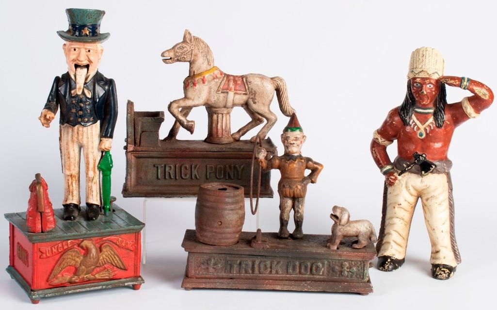 A Grouping of Hubley Painted Cast Iron Banks (1 of 4)