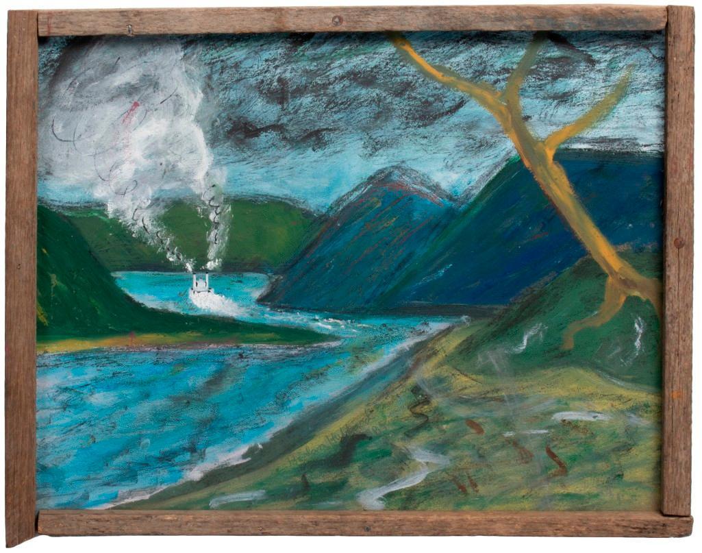 A River Scene Oil on Board by Harlan Hubbard (1 of 3)