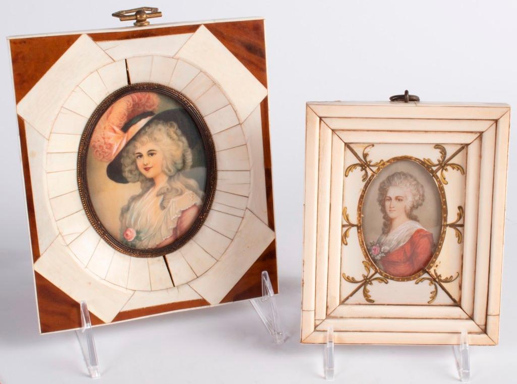 Two 19th Century Painted Portrait Miniatures of Ladies (1 of 2)
