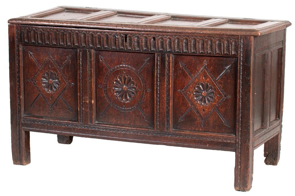 A 17th Century English Carved Blanket Chest (1 of 3)