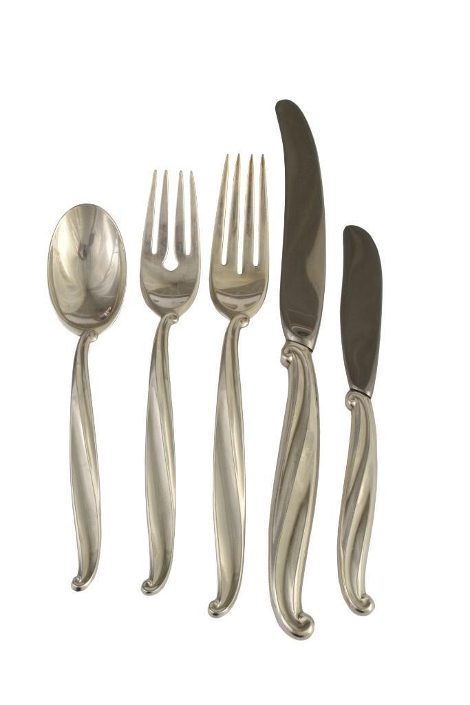 A Swan Lake Pattern Sterling Flatware Service by (1 of 2)