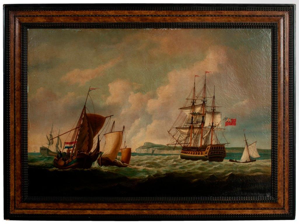 A 20th Century Nautical Scene Oil on Canvas of Naval (1 of 2)