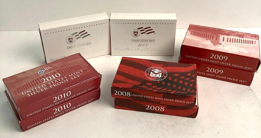 A Group of 8 US Mint Silver Proof Sets (1 of 5)
