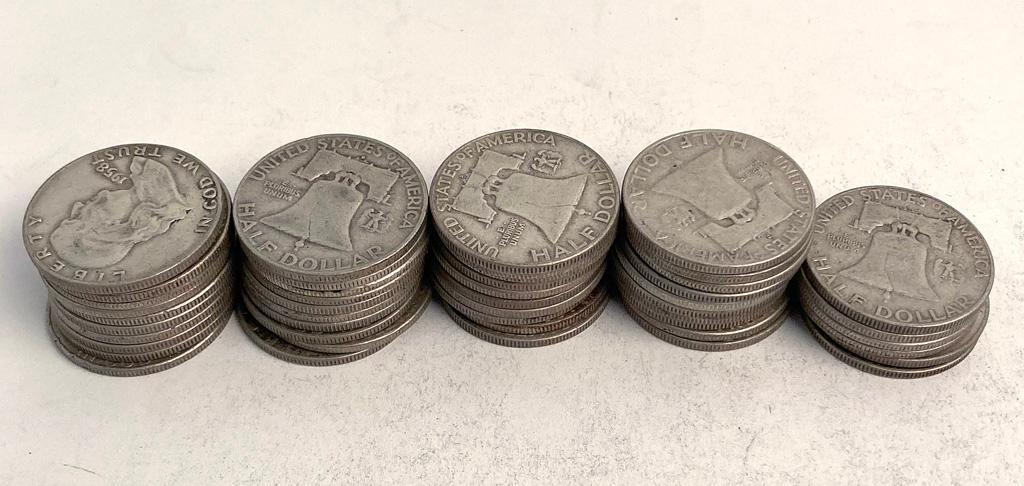 A Group of 46 Franklin Liberty Bell Coins (1 of 2)