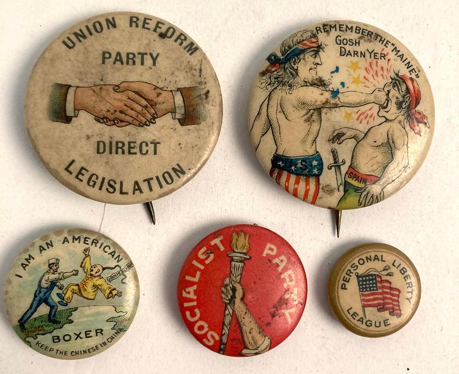 A Grouping of Political Pins Including Socialist Party (1 of 2)