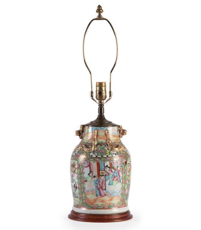 A Chinese Polychrome Porcelain Lamp (1 of 4)