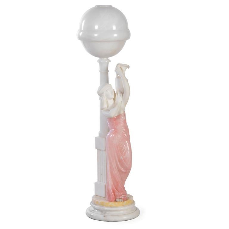 An Art Deco Marble and Alabaster Figural Floor Lamp (1 of 3)