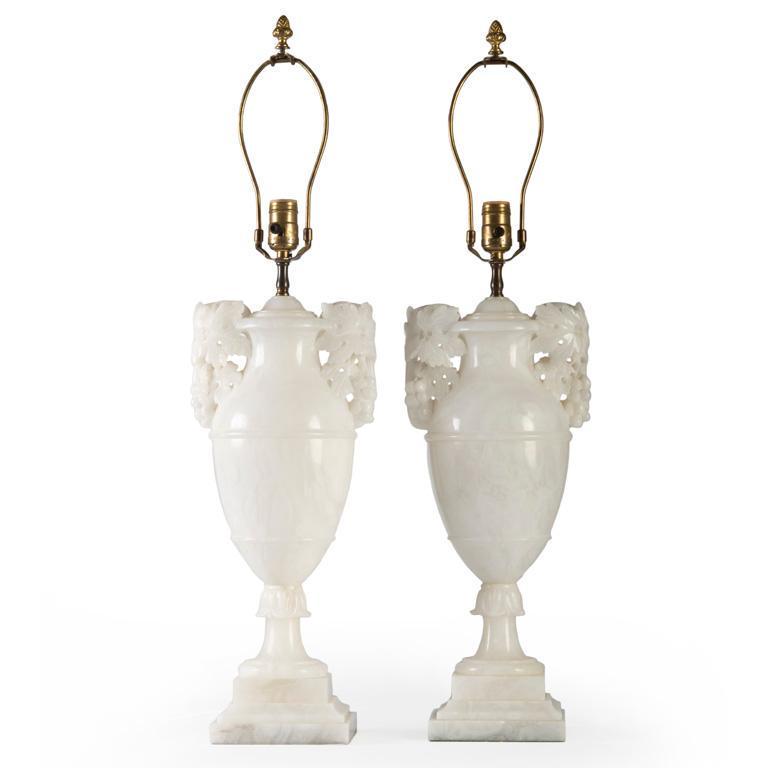 A Pair of Alabaster Urn Lamps (1 of 2)
