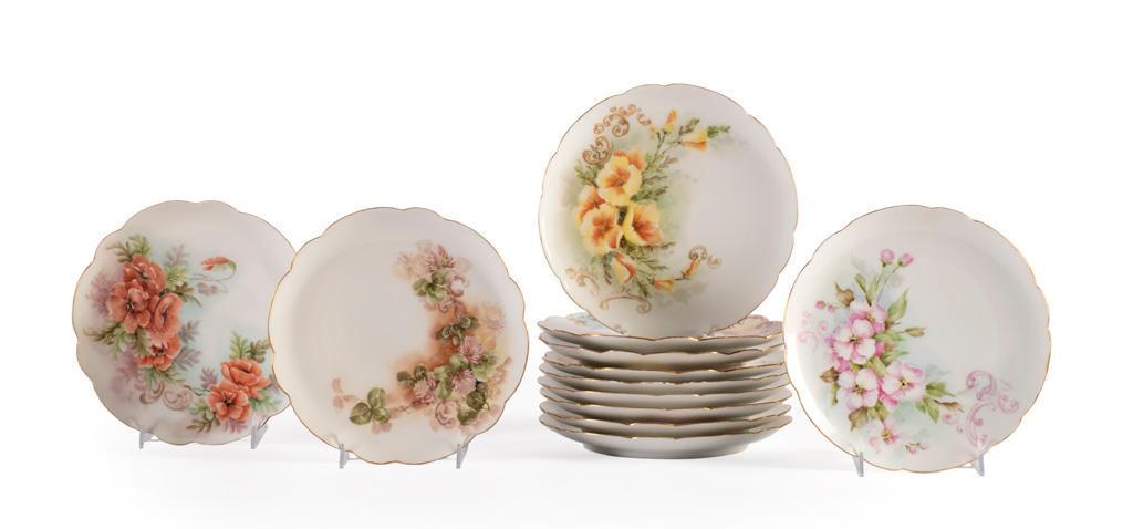 A Grouping of Twelve Limoges Floral Decorated Plates (1 of 7)
