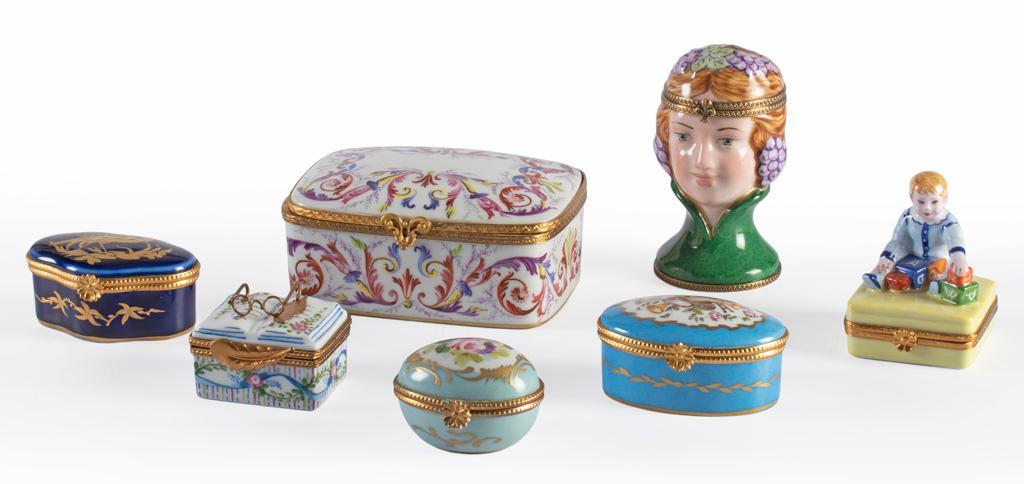 A Grouping of Seven Limoges Painted Boxes (1 of 5)