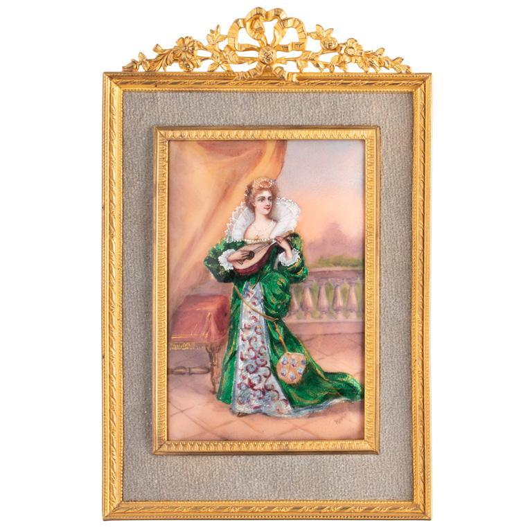 An Enamel on Copper Portrait Miniature Signed Kerley (1 of 3)