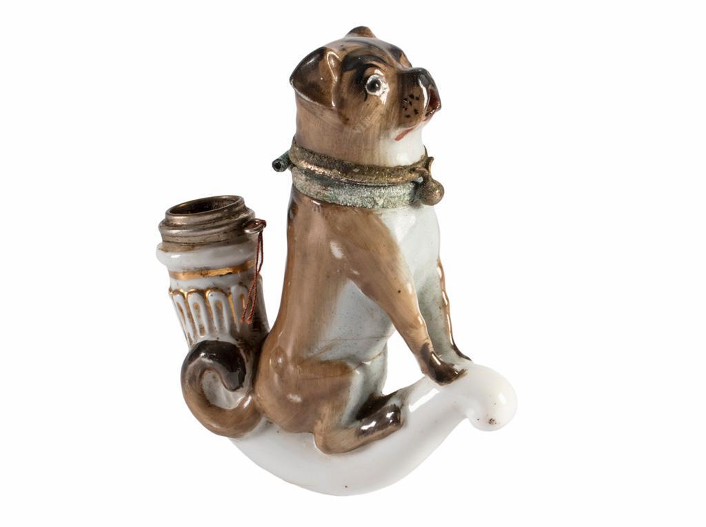 A Painted Porcelain Pug Pipe (1 of 4)