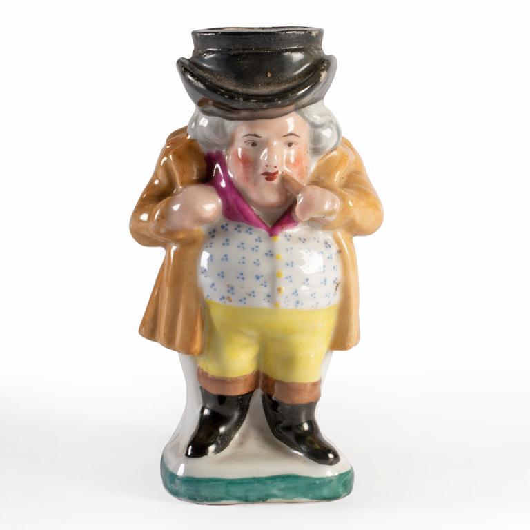 A Paint Decorated Porcelain Figural Gentleman Pipe (1 of 4)