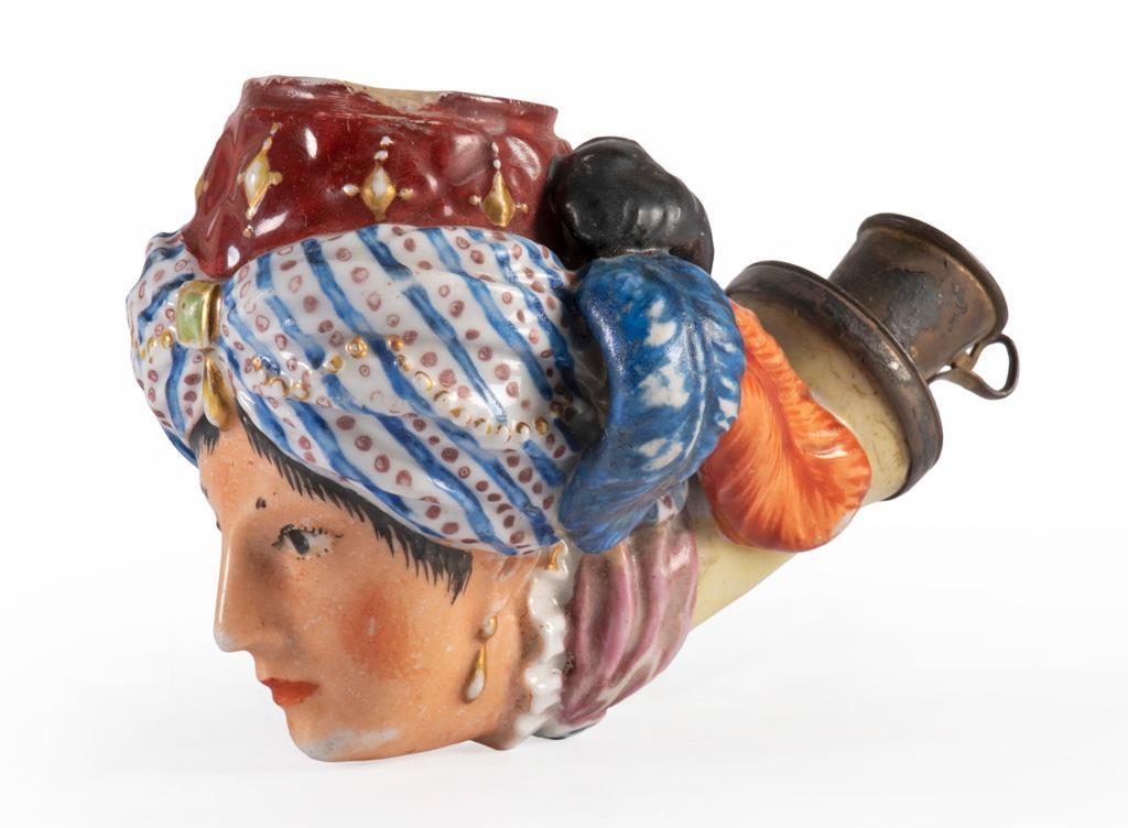 A Paint Decorated Porcelain Figural Gypsy Pipe (1 of 4)