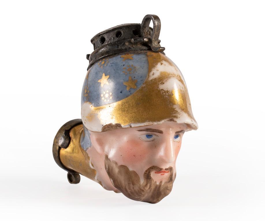 A Paint Decorated Figural Porcelain Pocket Pipe (1 of 3)