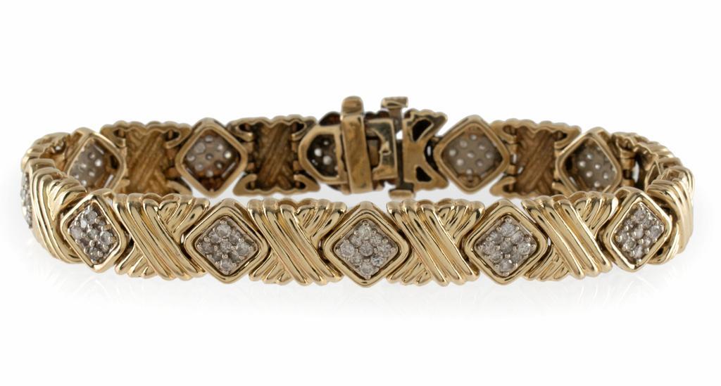 A 14K Diamond Square and X Fancy Link Bracelet (1 of 2)