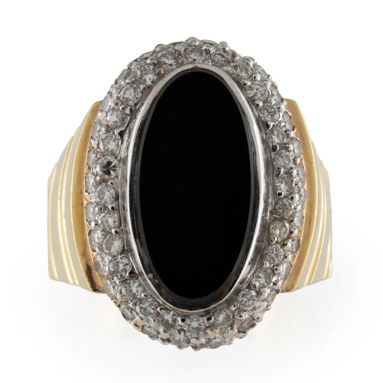 A Vintage 18K Pave Set Diamond and Black Onyx Ring (1 of 3)