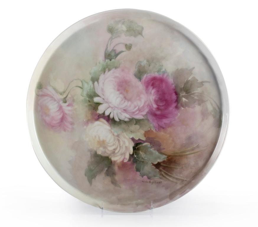 A Large Porcelain Foliate Decorated Plate Signed Astelle Engelhardt (1 of 4)