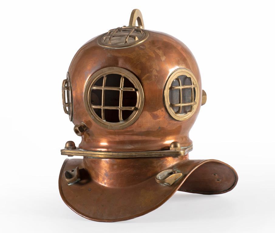 A Copper and Brass Mark V Nautical Diving Helmet (1 of 3)