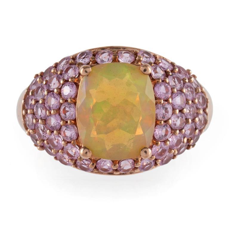 10K Rose Gold Faceted Opal and Pink Sapphire Ring (1 of 3)