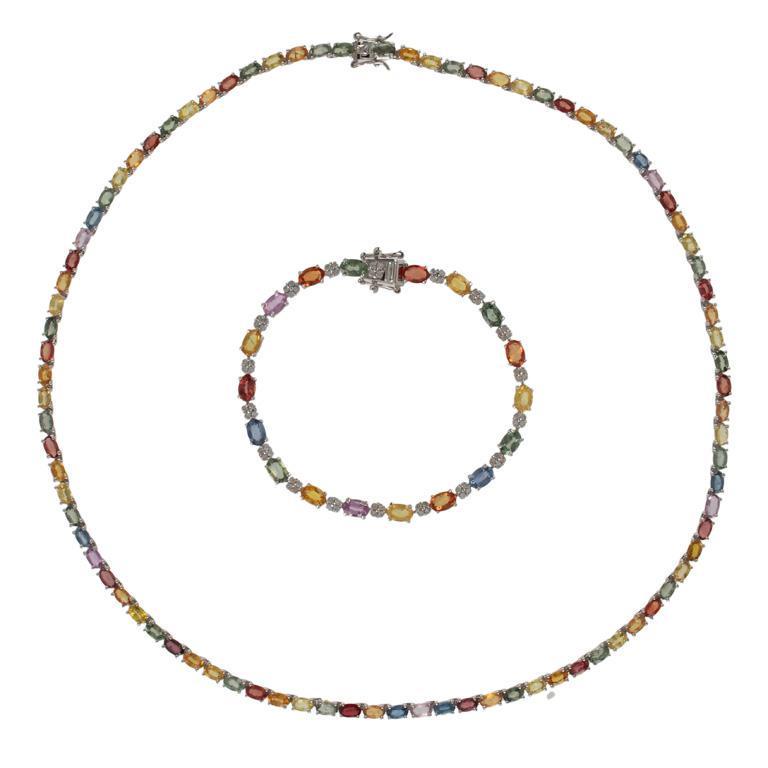 Sterling Silver Sapphire and Diamond Bracelet (1 of 2)