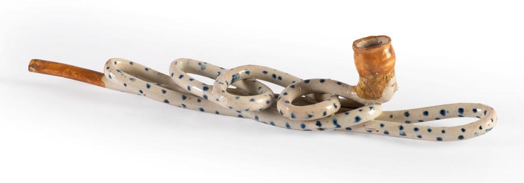 An Outstanding Coiled Prattware Pipe with Figural and Cobalt Decoration (1 of 4)