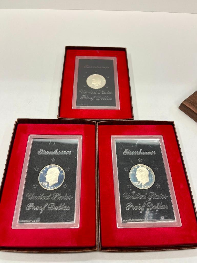 Lot of 3 Eisenhower Silver Proof Dollars 1971 (1 of 8)