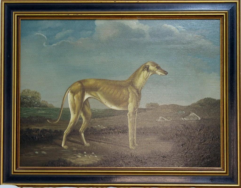Unsigned, Oil, Brown Greyhound, 20th Century: Oil on board, Brown Greyhound, Chelsea House reproduction of 19th Century work by Henry Calvert Appears unsigned Sight 11" x 15" Frame 14.5" x 18.5" Overall Good Condition